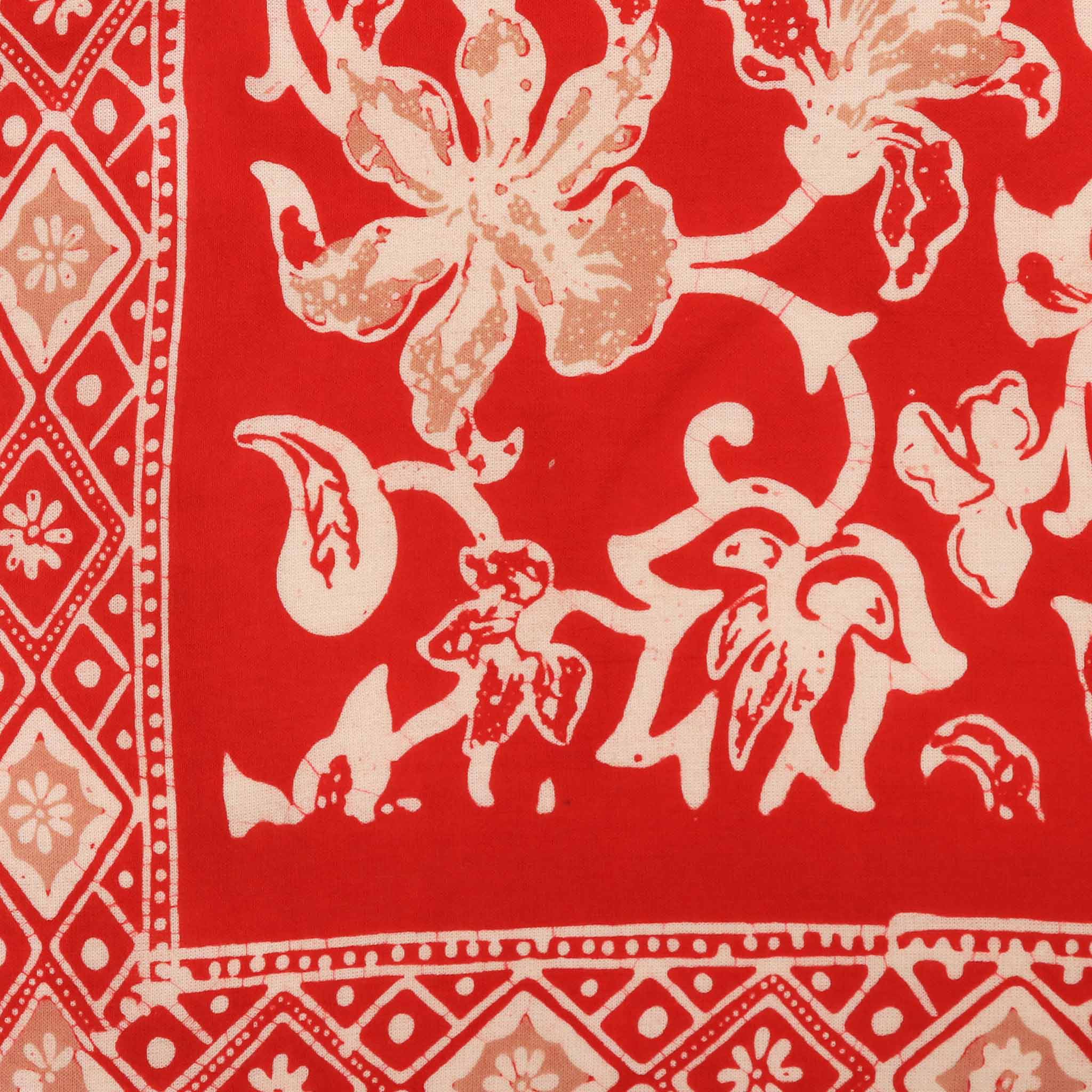 Large 39" Hand Dyed Batik Bandana, 100% Soft Cotton, Fiery Flora Bandanas La Vie Bien Large 39" Hand Dyed Batik Bandana, 100% Soft Cotton, Fiery Flora
