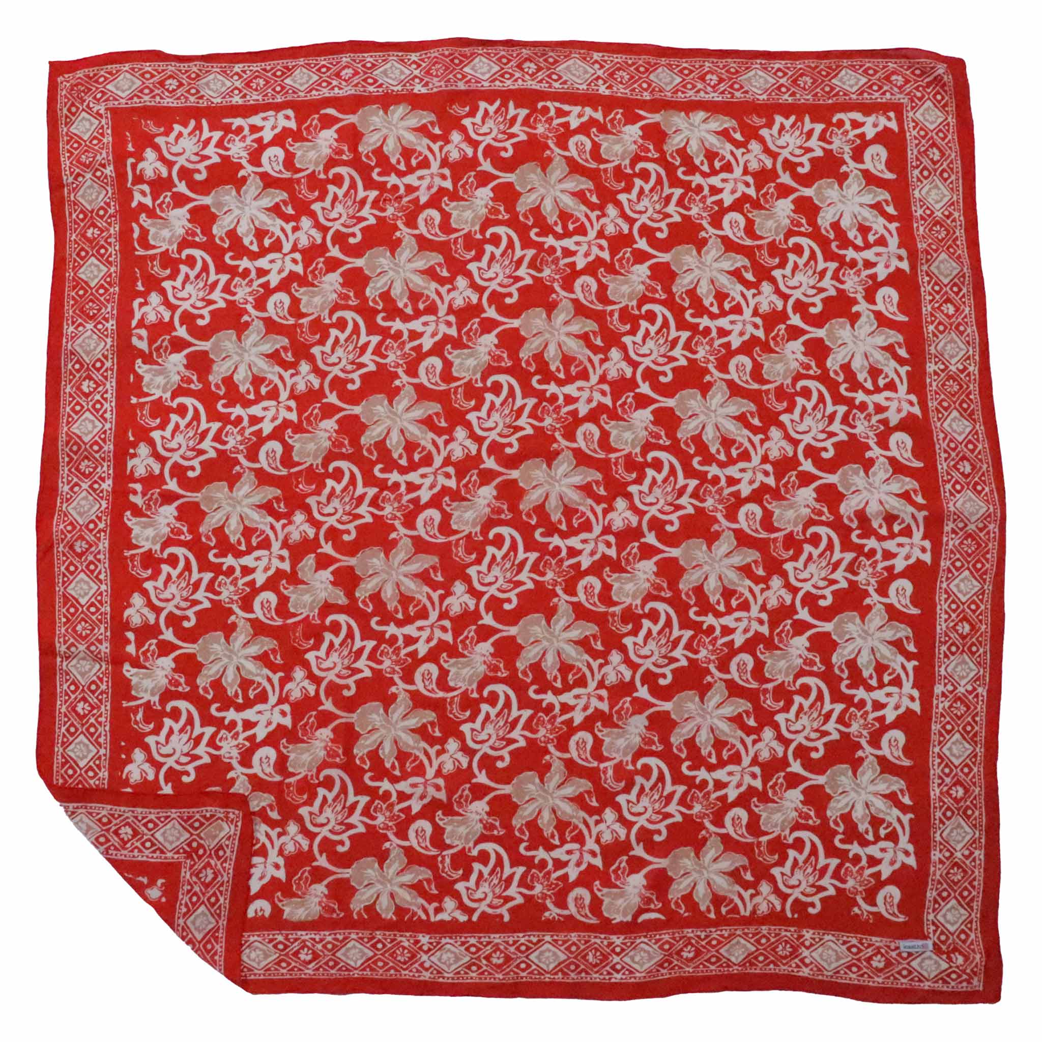 Large 39" Hand Dyed Batik Bandana, 100% Soft Cotton, Fiery Flora Bandanas La Vie Bien Large 39" Hand Dyed Batik Bandana, 100% Soft Cotton, Fiery Flora