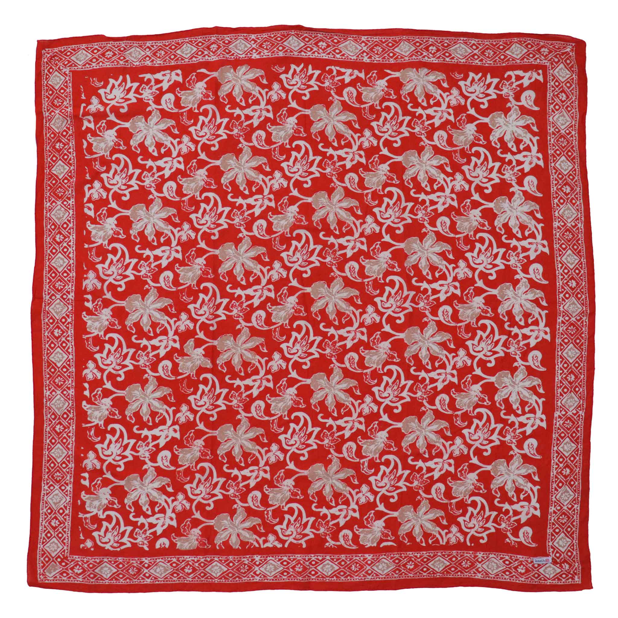 Large 39" Hand Dyed Batik Bandana, 100% Soft Cotton, Fiery Flora Bandanas La Vie Bien Large 39" Hand Dyed Batik Bandana, 100% Soft Cotton, Fiery Flora
