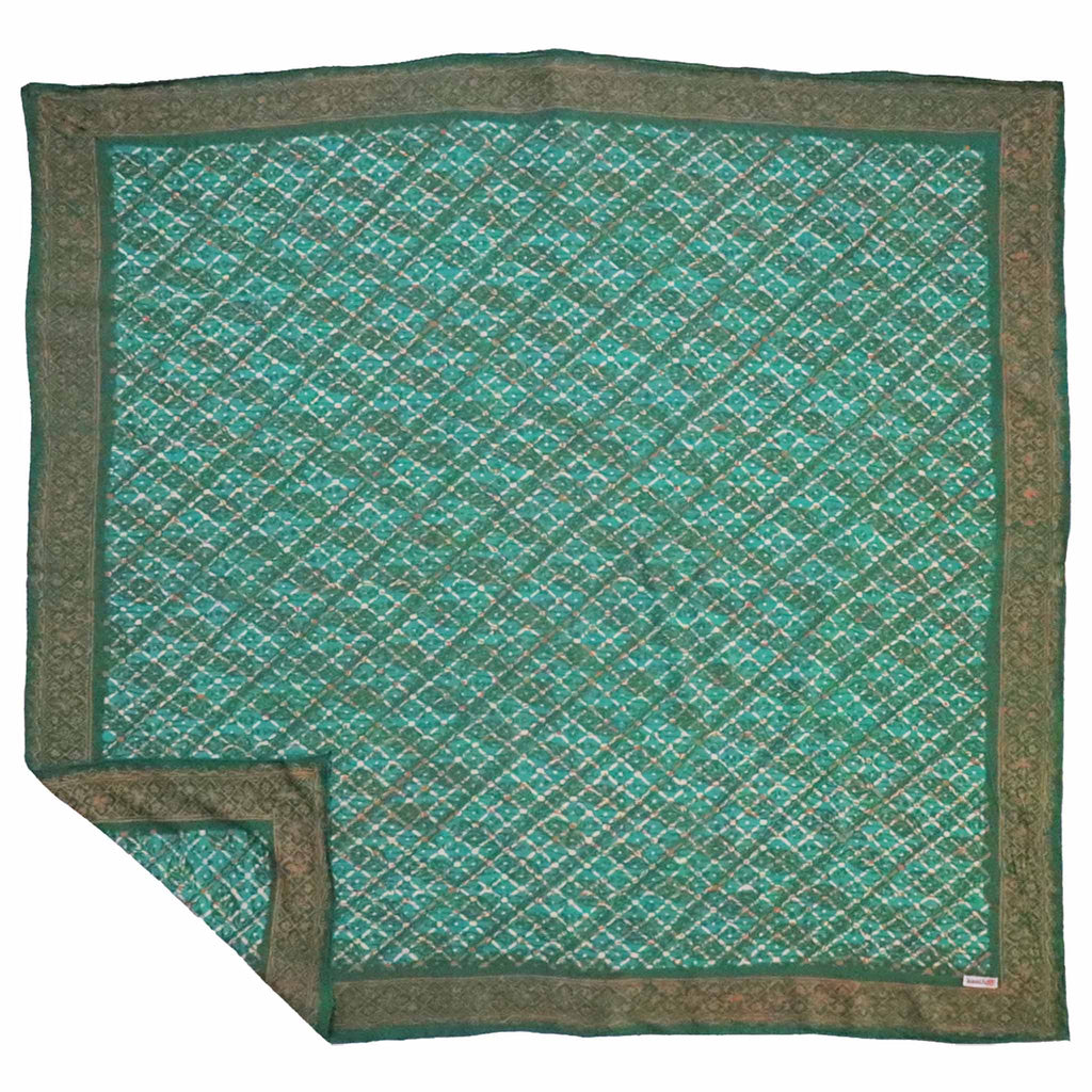 Large 39" Hand Dyed Batik Bandana, 100% Soft Cotton, Leaf Grid Bandanas La Vie Bien Large 39" Hand Dyed Batik Bandana, 100% Soft Cotton, Leaf Grid