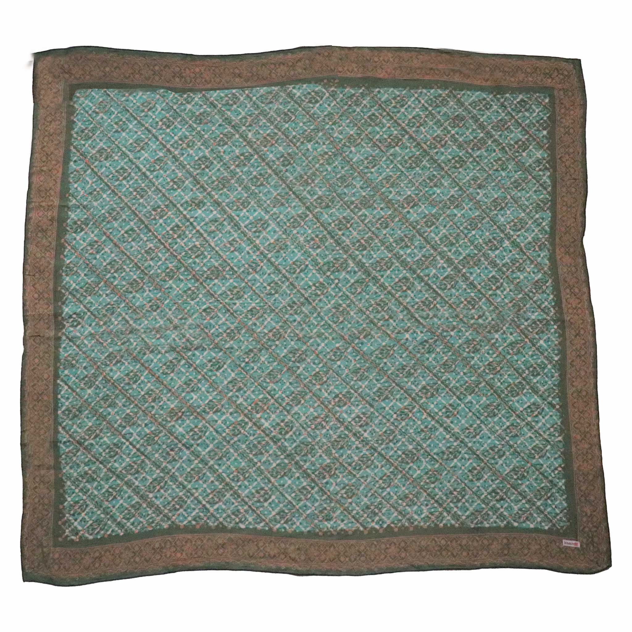 Large 39" Hand Dyed Batik Bandana, 100% Soft Cotton, Leaf Grid Bandanas La Vie Bien Large 39" Hand Dyed Batik Bandana, 100% Soft Cotton, Leaf Grid