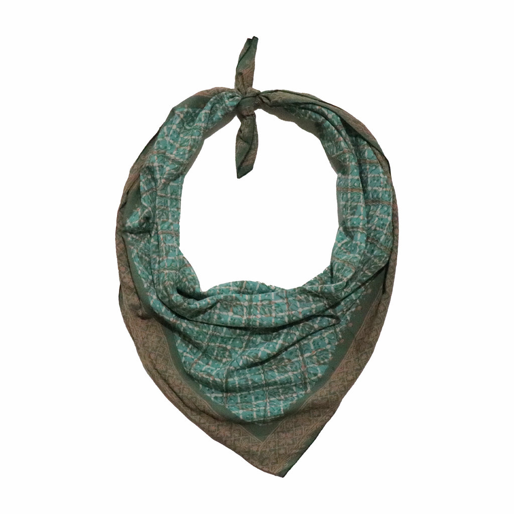 Large 39" Hand Dyed Batik Bandana, 100% Soft Cotton, Leaf Grid Bandanas La Vie Bien Large 39" Hand Dyed Batik Bandana, 100% Soft Cotton, Leaf Grid