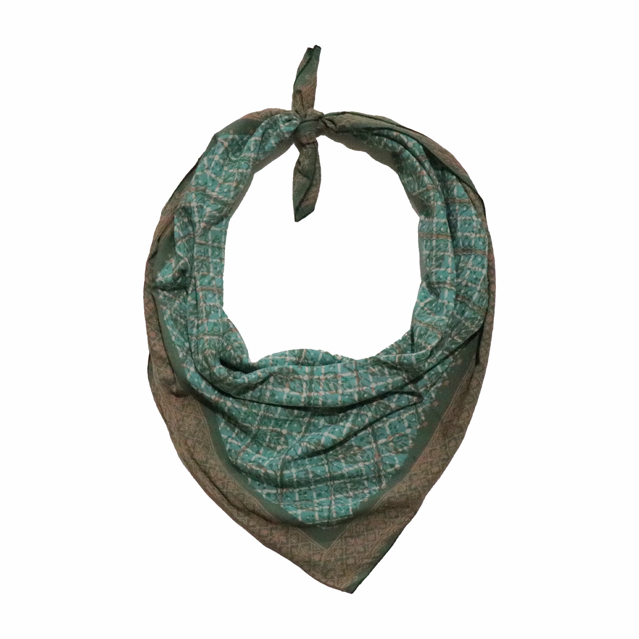 Large 39" Hand Dyed Batik Bandana, 100% Soft Cotton, Leaf Grid Bandanas La Vie Bien Large 39" Hand Dyed Batik Bandana, 100% Soft Cotton, Leaf Grid