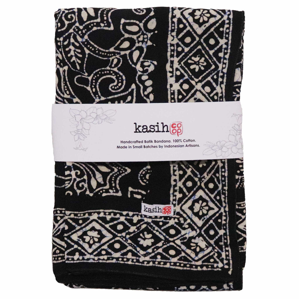 Large 39" Hand Dyed Batik Bandana, 100% Soft Cotton, Wings, Blue Bandanas La Vie Bien Large 39" Hand Dyed Batik Bandana, 100% Soft Cotton, Wings, Blue