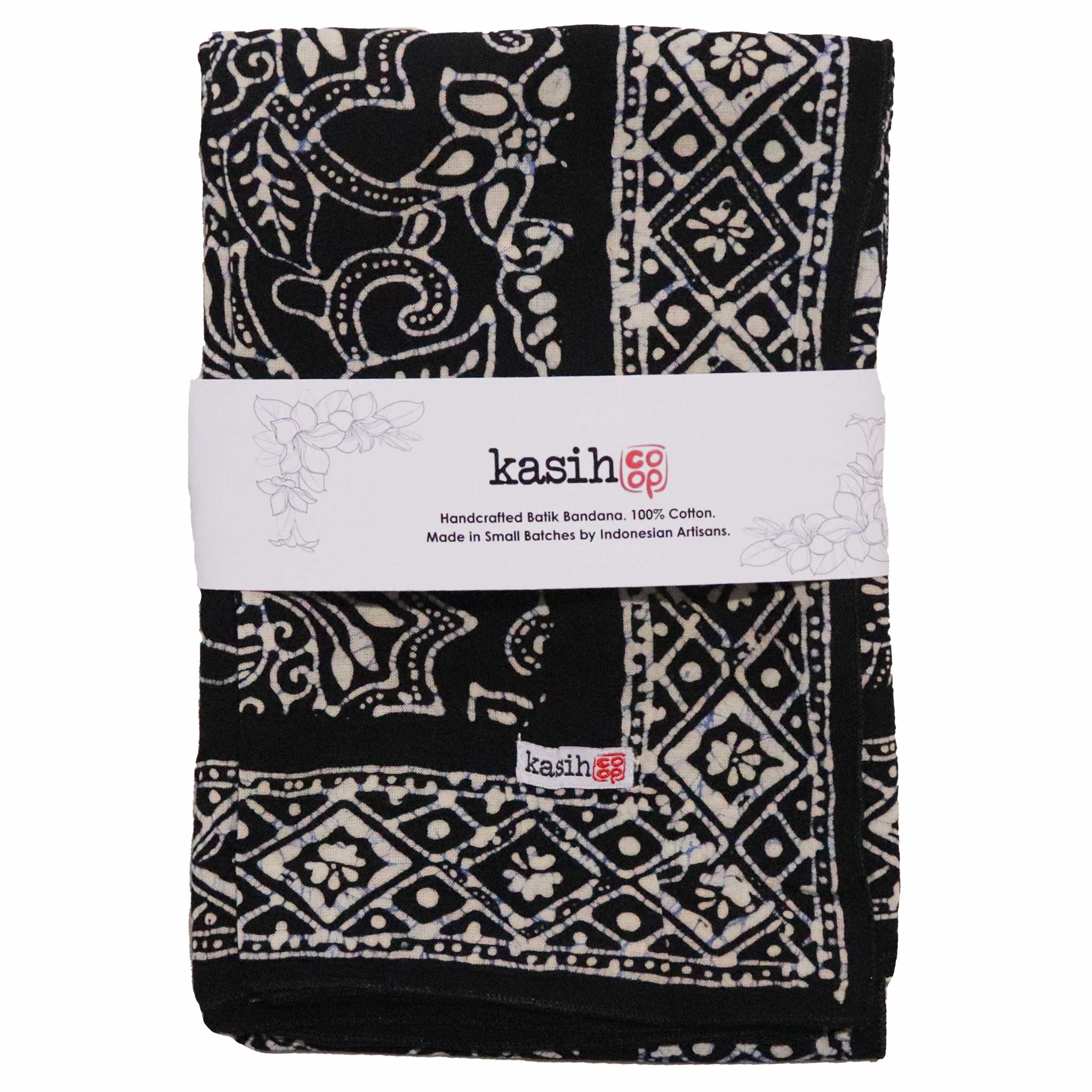Large 39" Hand Dyed Batik Bandana, 100% Soft Cotton, Wings, Blue Bandanas La Vie Bien Large 39" Hand Dyed Batik Bandana, 100% Soft Cotton, Wings, Blue