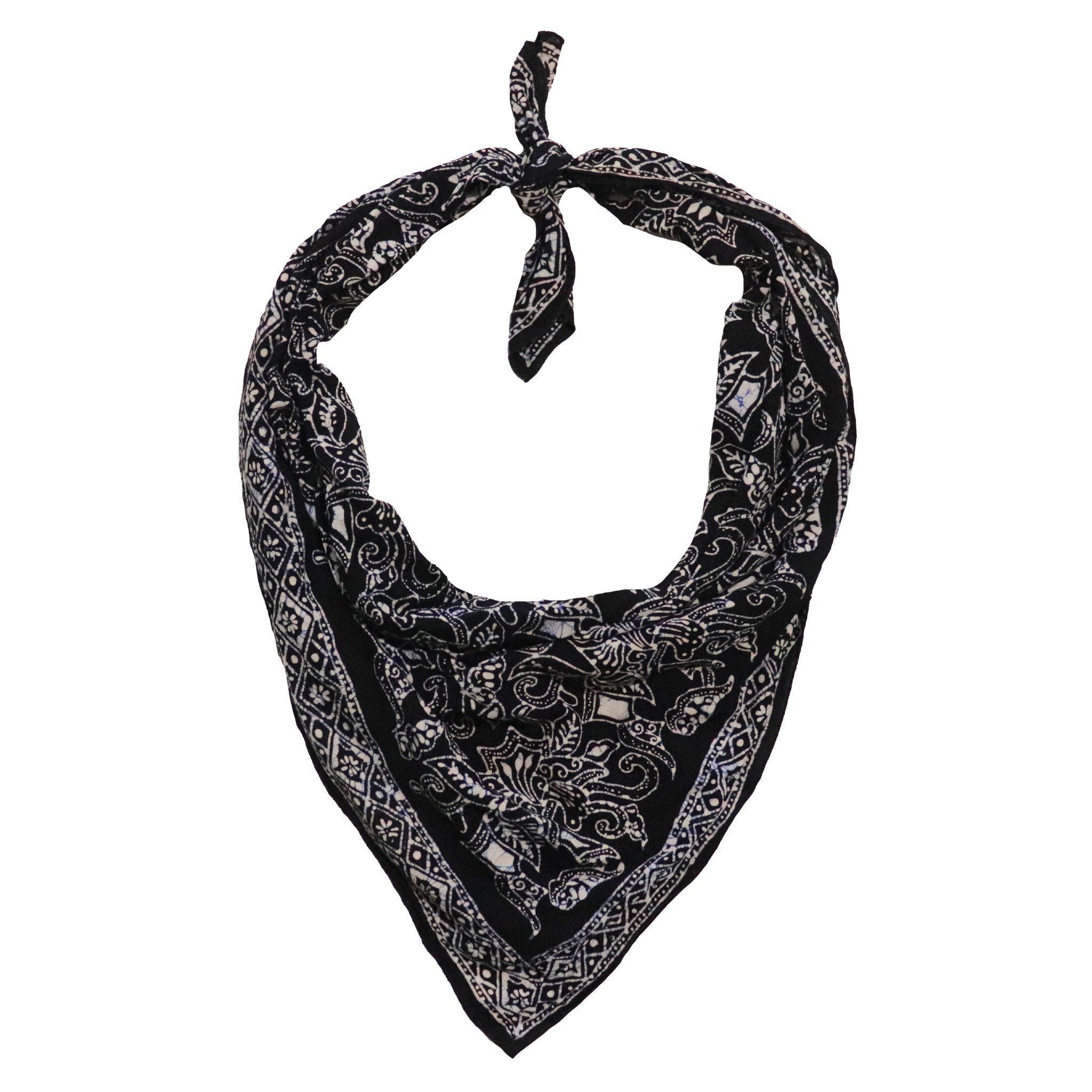 Large 39" Hand Dyed Batik Bandana, 100% Soft Cotton, Wings, Blue Bandanas La Vie Bien Large 39" Hand Dyed Batik Bandana, 100% Soft Cotton, Wings, Blue