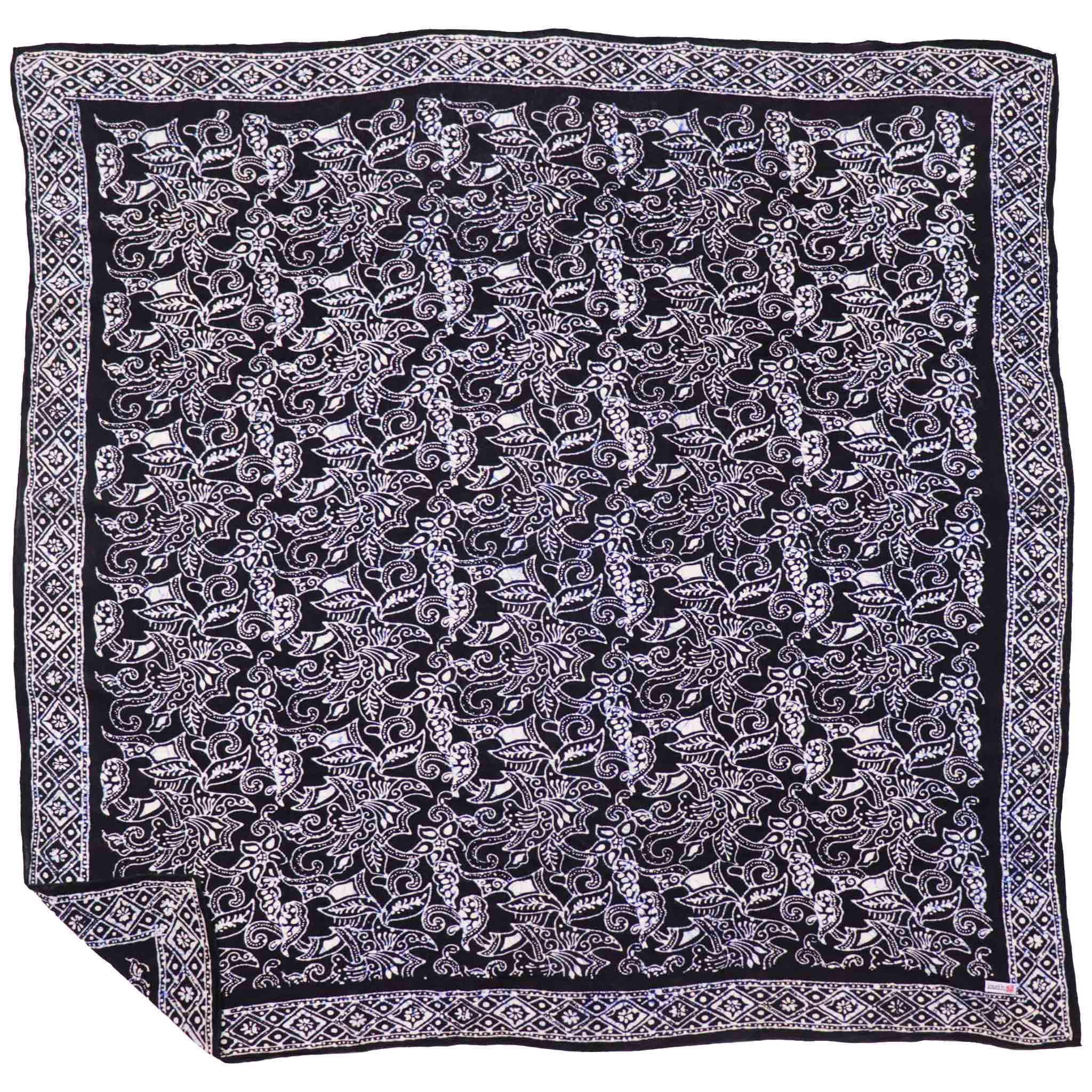 Large 39" Hand Dyed Batik Bandana, 100% Soft Cotton, Wings, Blue Bandanas La Vie Bien Large 39" Hand Dyed Batik Bandana, 100% Soft Cotton, Wings, Blue