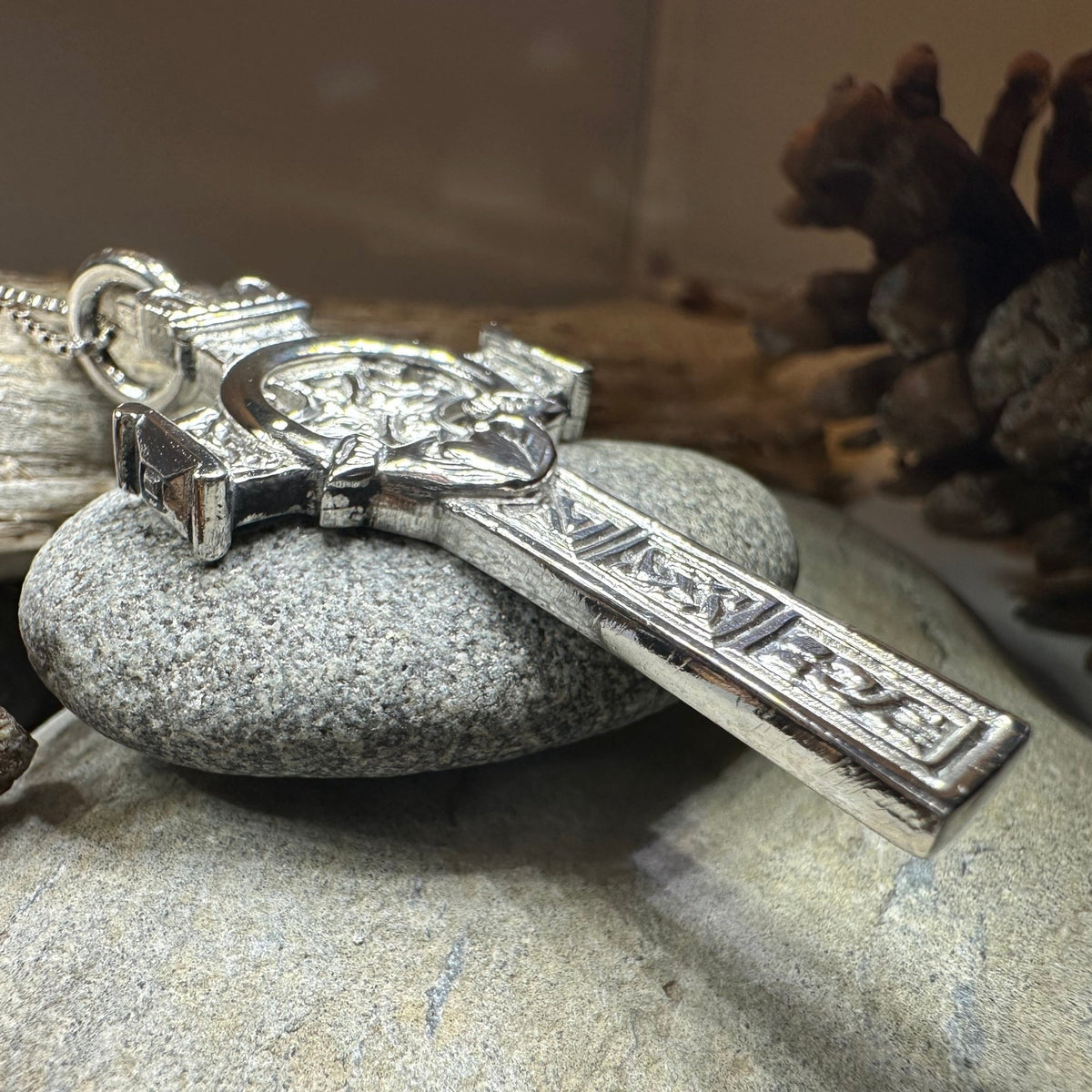 Large Artisan Irish Claddagh Cross Necklace - Made in Ireland Pendant La Vie Bien Large Artisan Irish Claddagh Cross Necklace - Made in Ireland