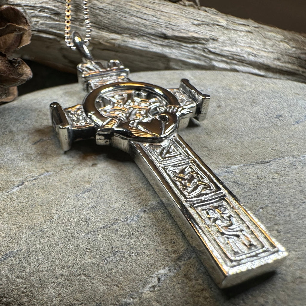 Large Artisan Irish Claddagh Cross Necklace - Made in Ireland Pendant La Vie Bien Large Artisan Irish Claddagh Cross Necklace - Made in Ireland