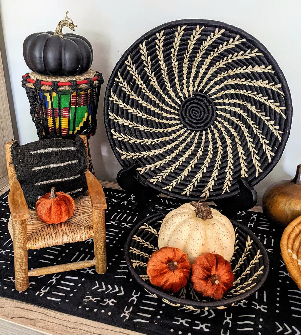 Large Black White Woven African Basket La Vie Bien Large Black White Woven African Basket