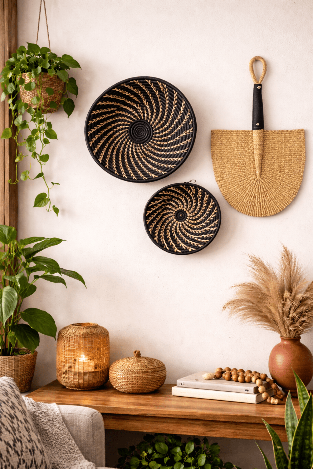 Large Black White Woven African Basket La Vie Bien Large Black White Woven African Basket
