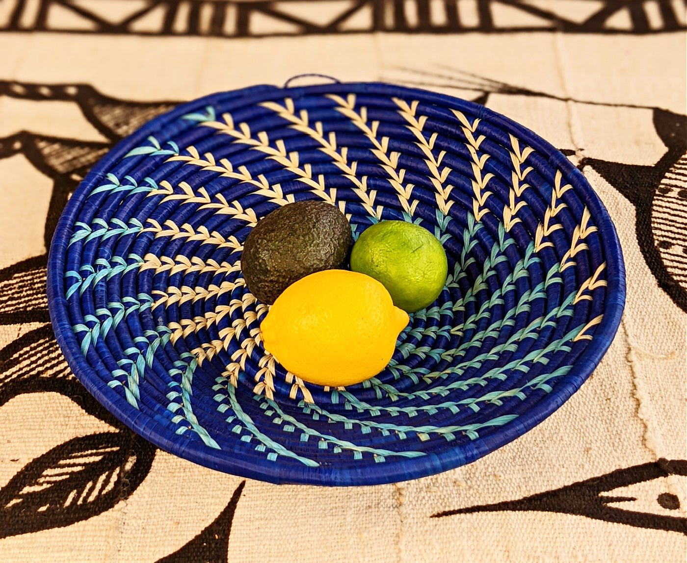Large Blue White Woven African Basket La Vie Bien Large Blue White Woven African Basket