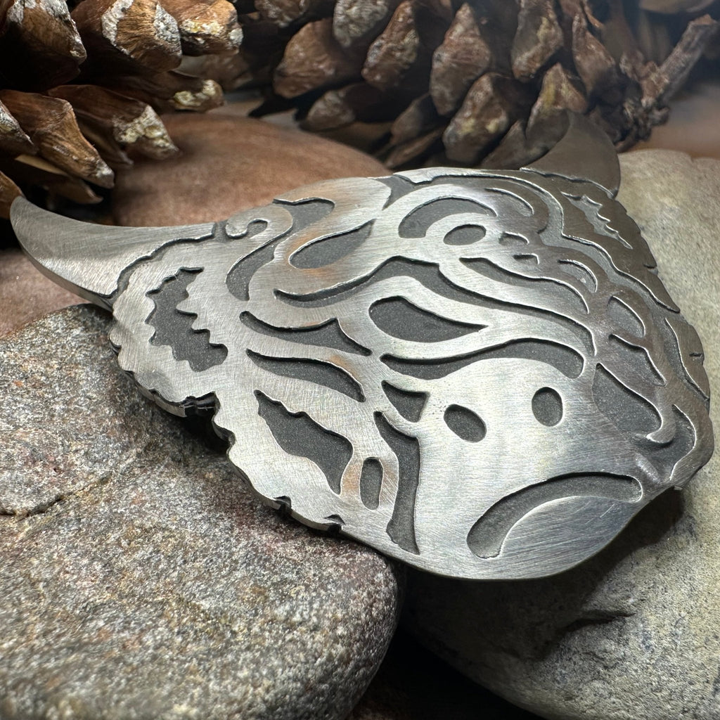 Large Celtic Highland Cow Brooch - Handmade in Scotland Brooch La Vie Bien Large Celtic Highland Cow Brooch - Handmade in Scotland