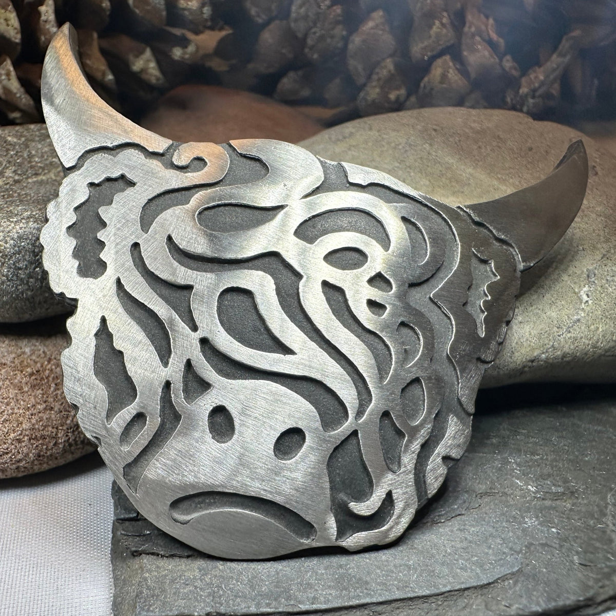 Large Celtic Highland Cow Brooch - Handmade in Scotland Brooch La Vie Bien Large Celtic Highland Cow Brooch - Handmade in Scotland
