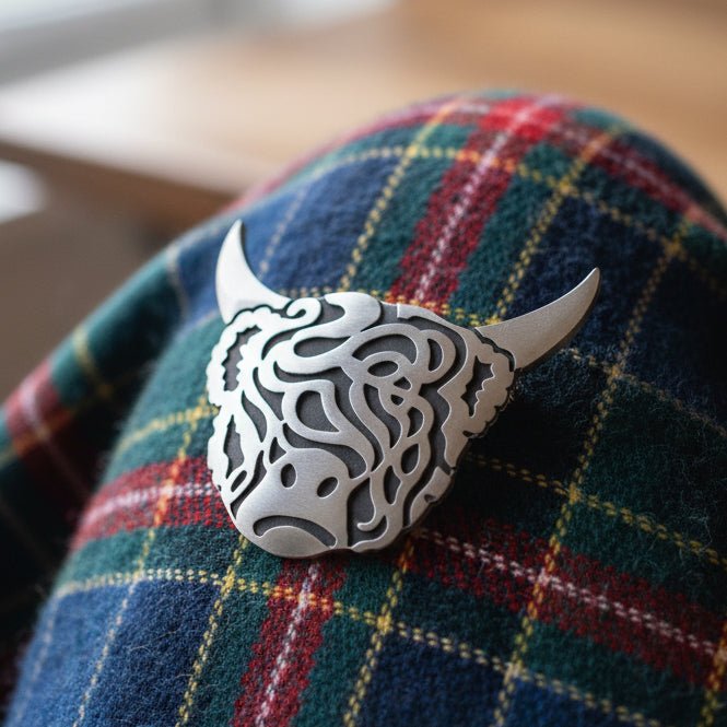 Large Celtic Highland Cow Brooch - Handmade in Scotland Brooch La Vie Bien Large Celtic Highland Cow Brooch - Handmade in Scotland