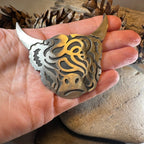 Large Celtic Highland Cow Brooch - Handmade in Scotland Brooch La Vie Bien Large Celtic Highland Cow Brooch - Handmade in Scotland