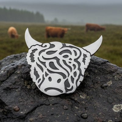 Large Celtic Highland Cow Brooch - Handmade in Scotland Brooch La Vie Bien Large Celtic Highland Cow Brooch - Handmade in Scotland
