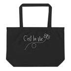 C'est la Vie embroidered Large organic tote bag by La Vie Bien