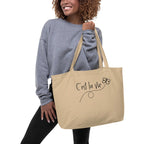 C'est la Vie embroidered Large organic tote bag by La Vie Bien