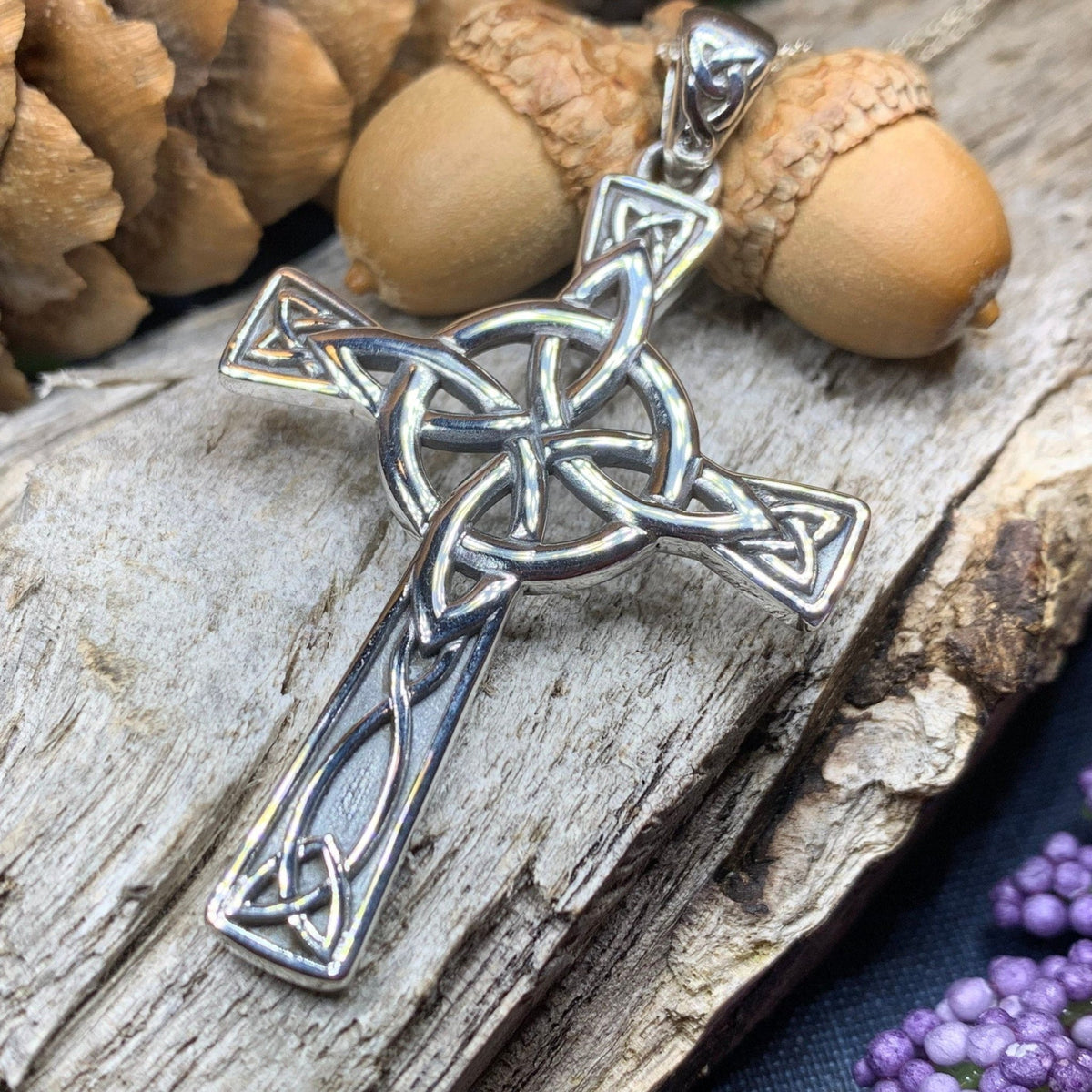 Large Four Corner Knot Celtic Cross Necklace Pendant La Vie Bien Large Four Corner Knot Celtic Cross Necklace