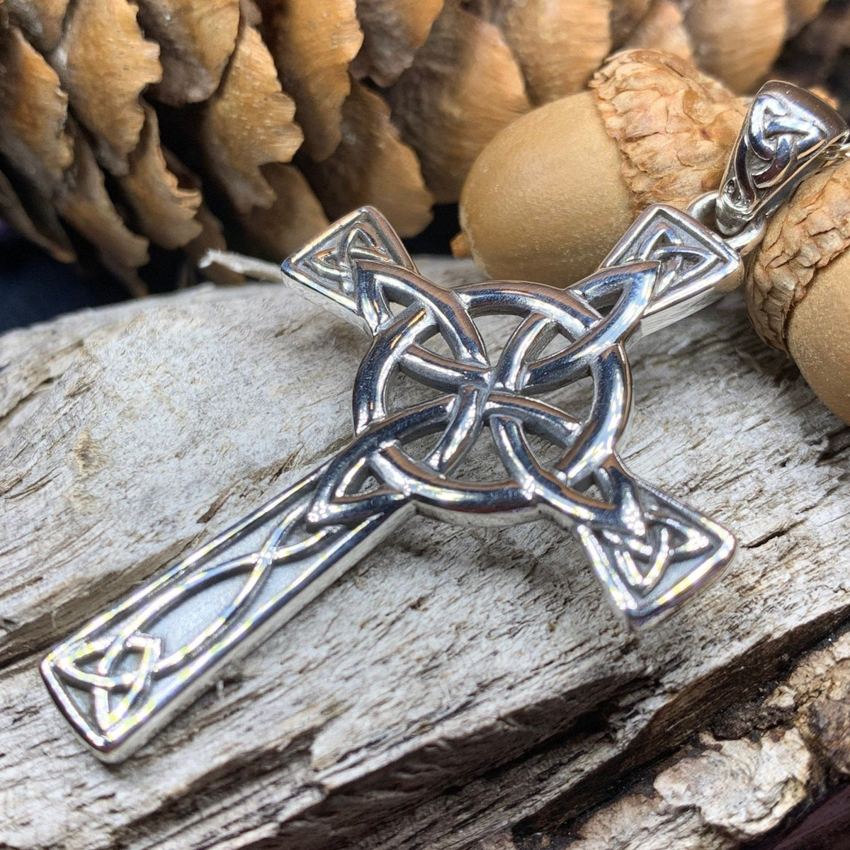 Large Four Corner Knot Celtic Cross Necklace Pendant La Vie Bien Large Four Corner Knot Celtic Cross Necklace