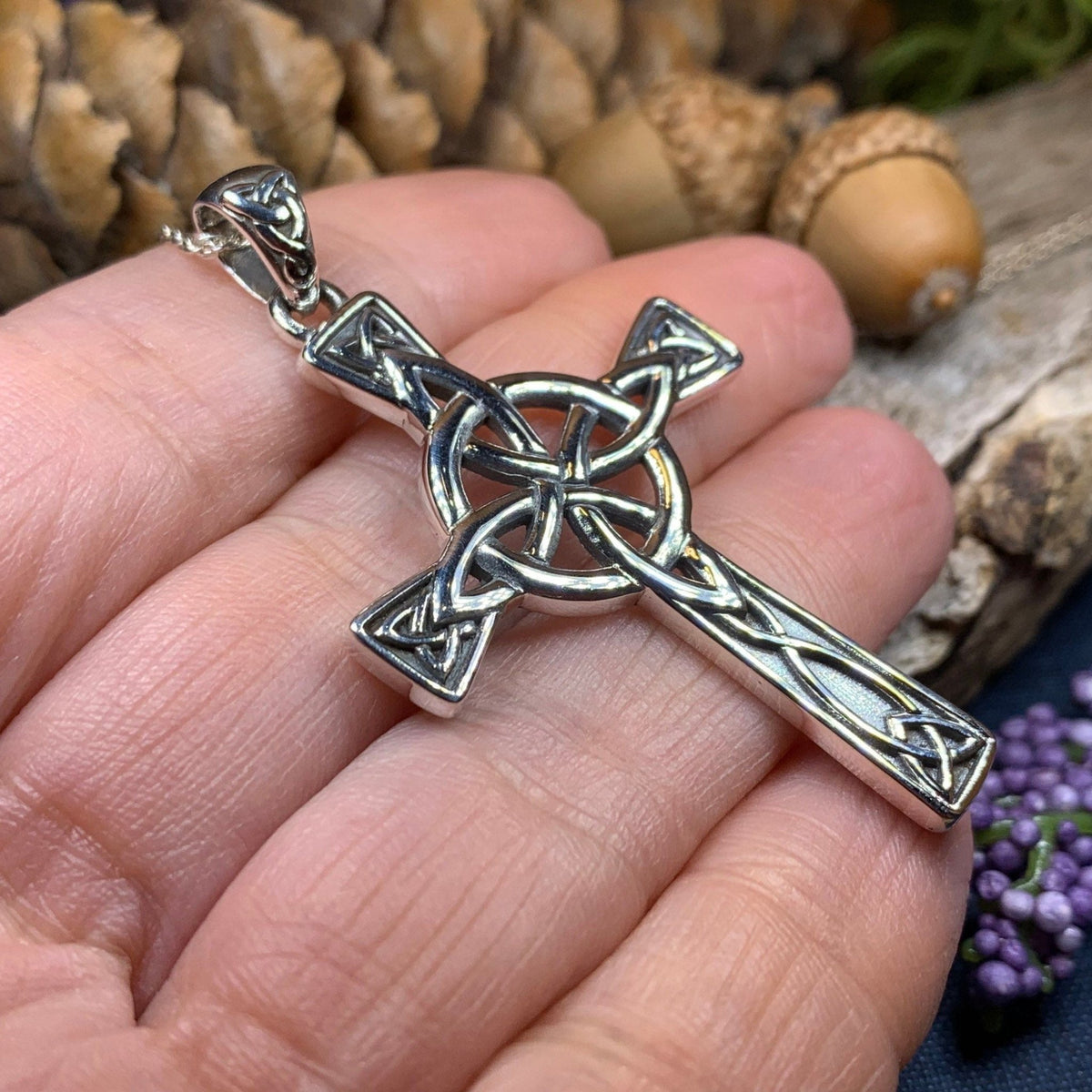 Large Four Corner Knot Celtic Cross Necklace Pendant La Vie Bien Large Four Corner Knot Celtic Cross Necklace
