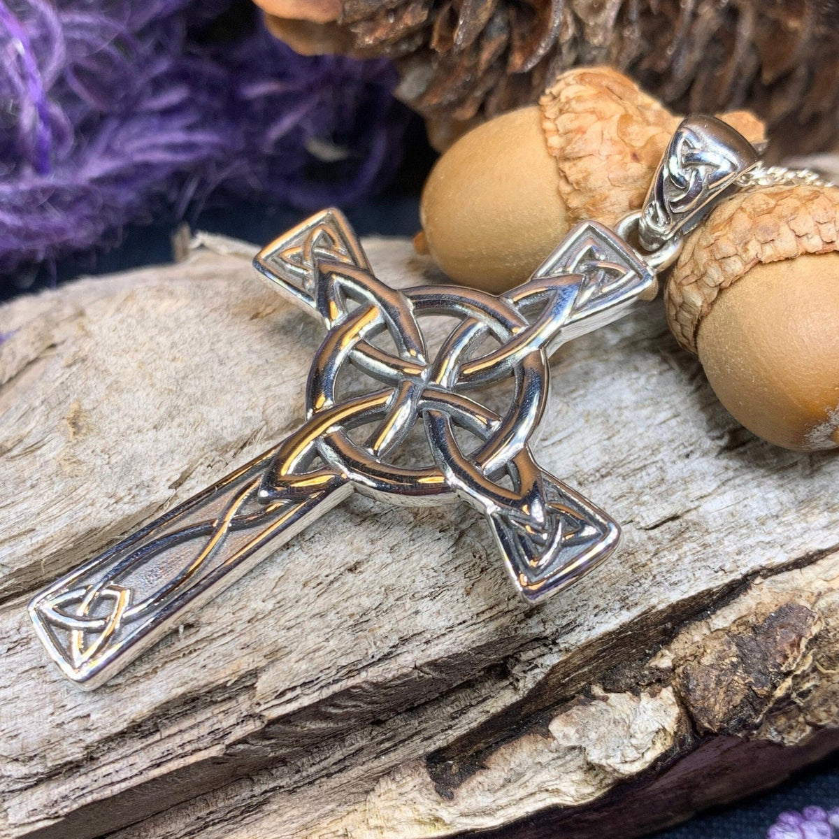 Large Four Corner Knot Celtic Cross Necklace Pendant La Vie Bien Large Four Corner Knot Celtic Cross Necklace