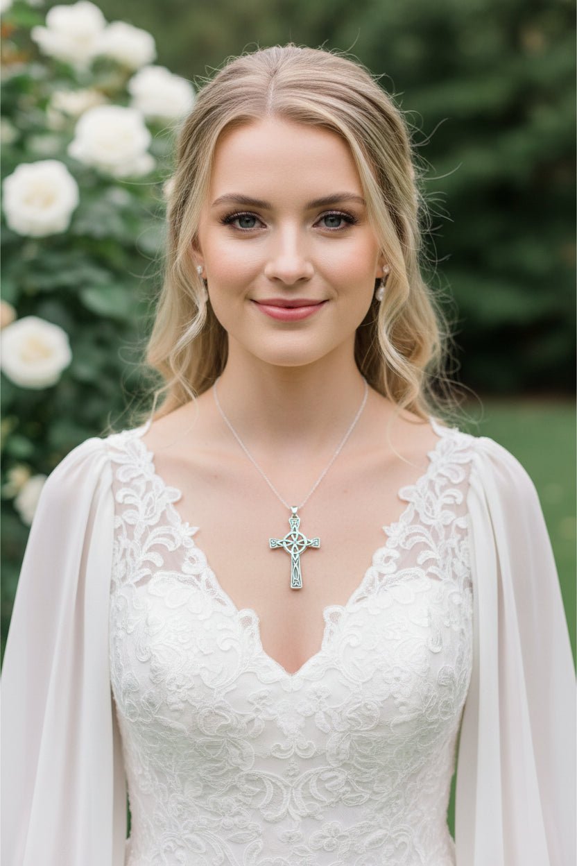 Large Four Corner Knot Celtic Cross Necklace Pendant La Vie Bien Large Four Corner Knot Celtic Cross Necklace