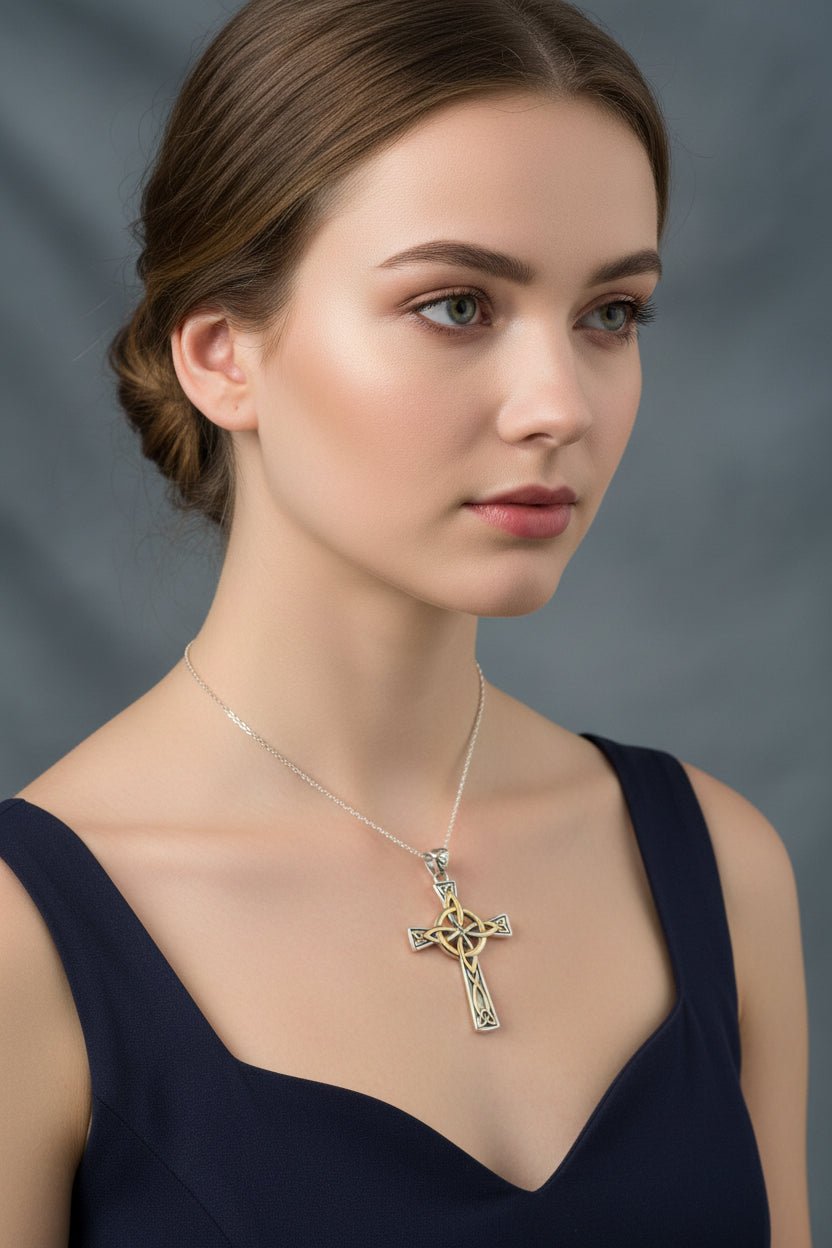 Large Four Corner Knot Celtic Cross Necklace Pendant La Vie Bien Large Four Corner Knot Celtic Cross Necklace