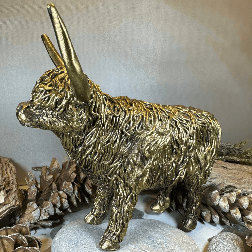 Large Golden Highland Cow Figurine Gifts La Vie Bien Large Golden Highland Cow Figurine