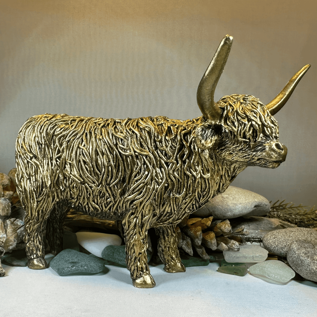 Large Golden Highland Cow Figurine Gifts La Vie Bien Large Golden Highland Cow Figurine