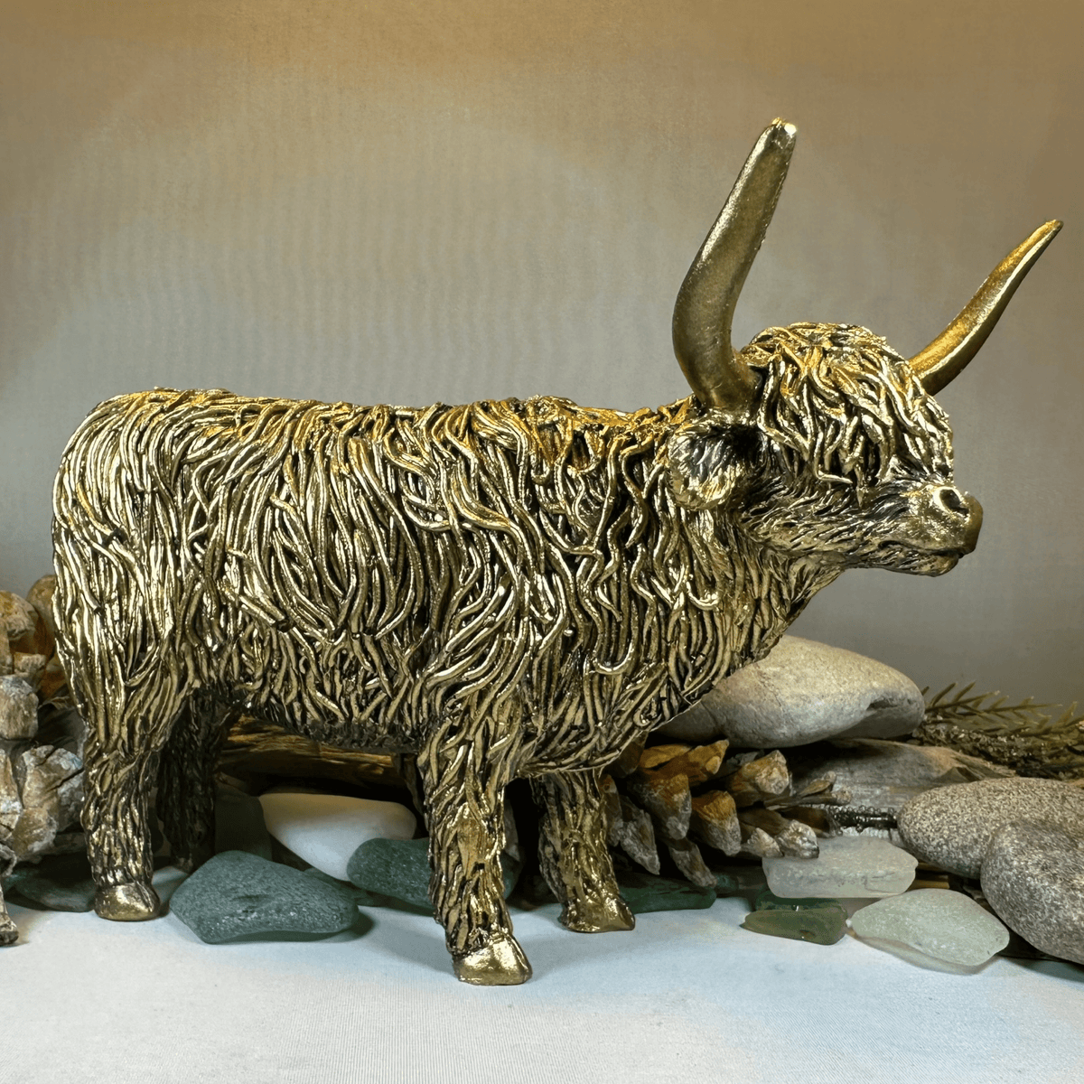 Large Golden Highland Cow Figurine Gifts La Vie Bien Large Golden Highland Cow Figurine