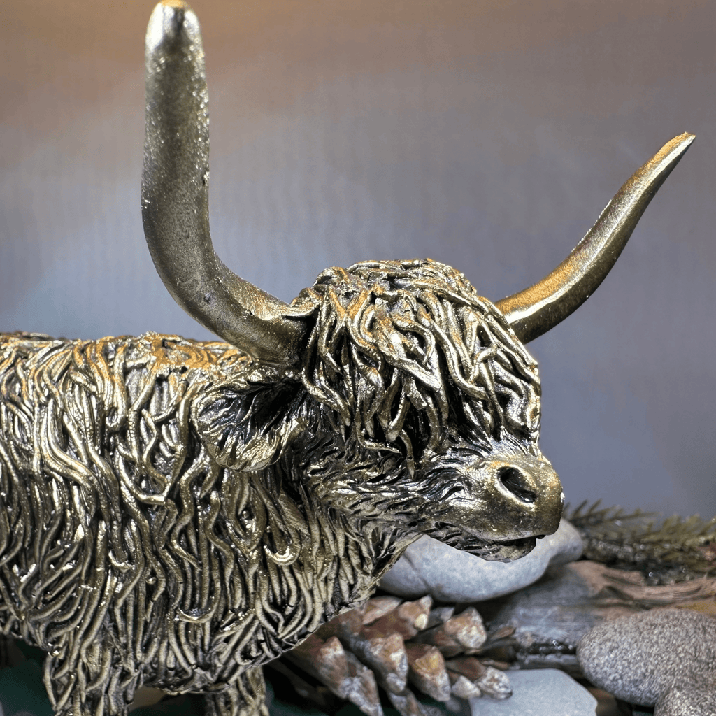 Large Golden Highland Cow Figurine Gifts La Vie Bien Large Golden Highland Cow Figurine
