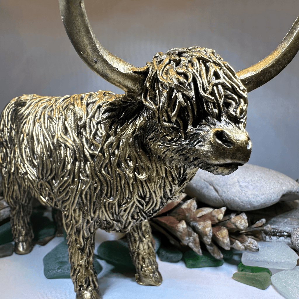 Large Golden Highland Cow Figurine Gifts La Vie Bien Large Golden Highland Cow Figurine