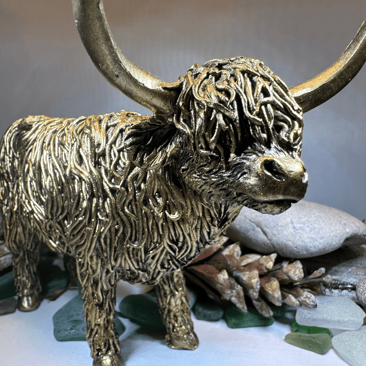 Large Golden Highland Cow Figurine Gifts La Vie Bien Large Golden Highland Cow Figurine