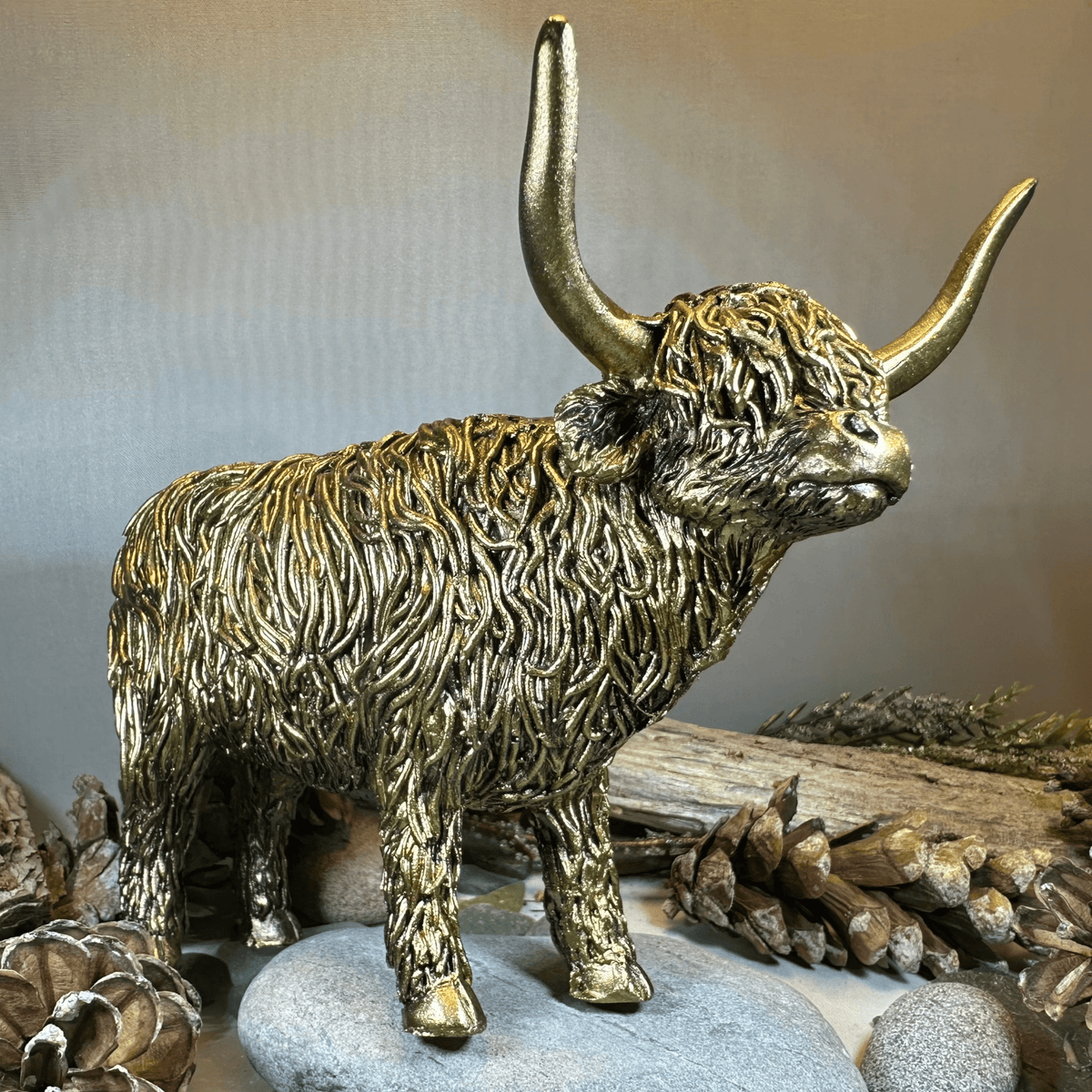 Large Golden Highland Cow Figurine Gifts La Vie Bien Large Golden Highland Cow Figurine