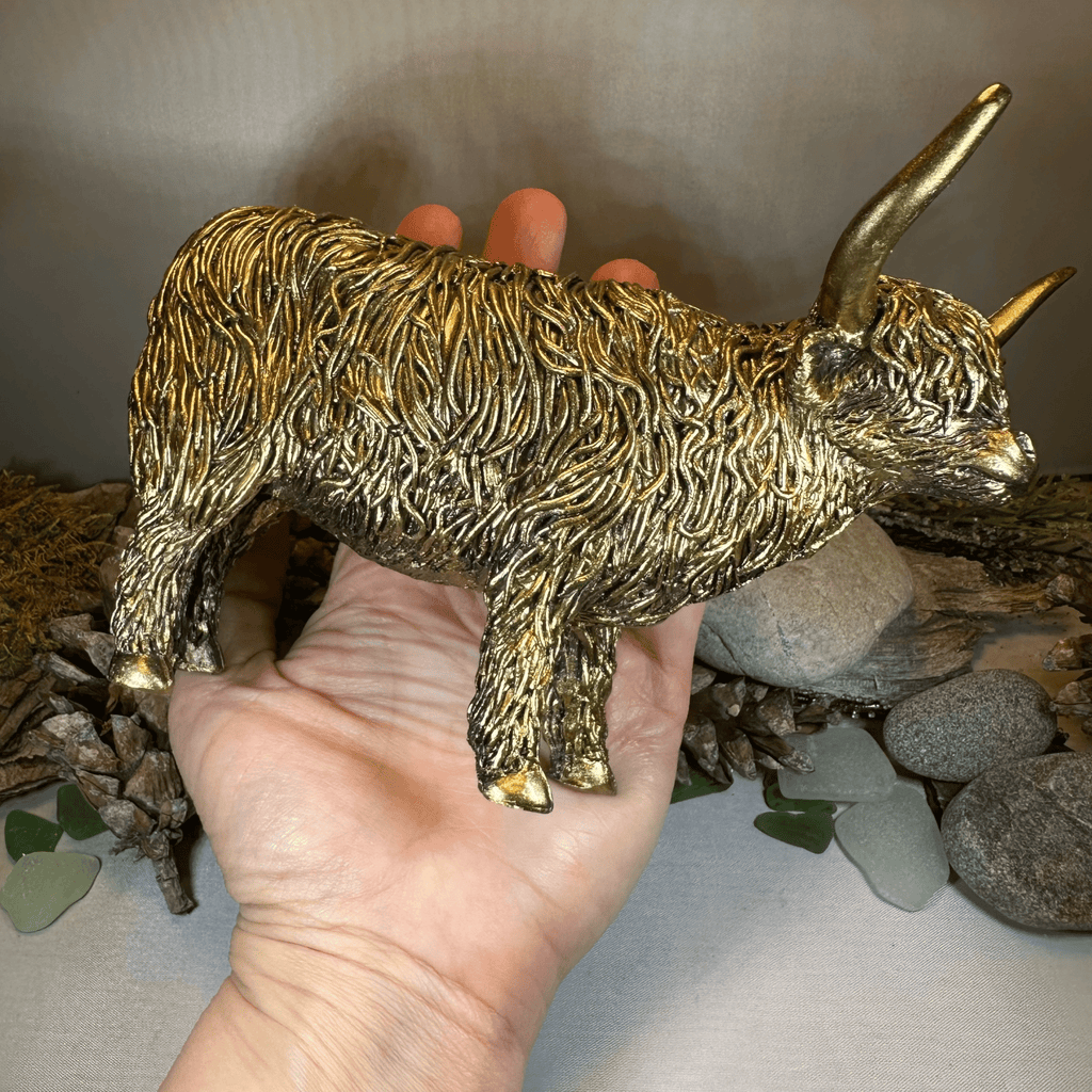 Large Golden Highland Cow Figurine Gifts La Vie Bien Large Golden Highland Cow Figurine