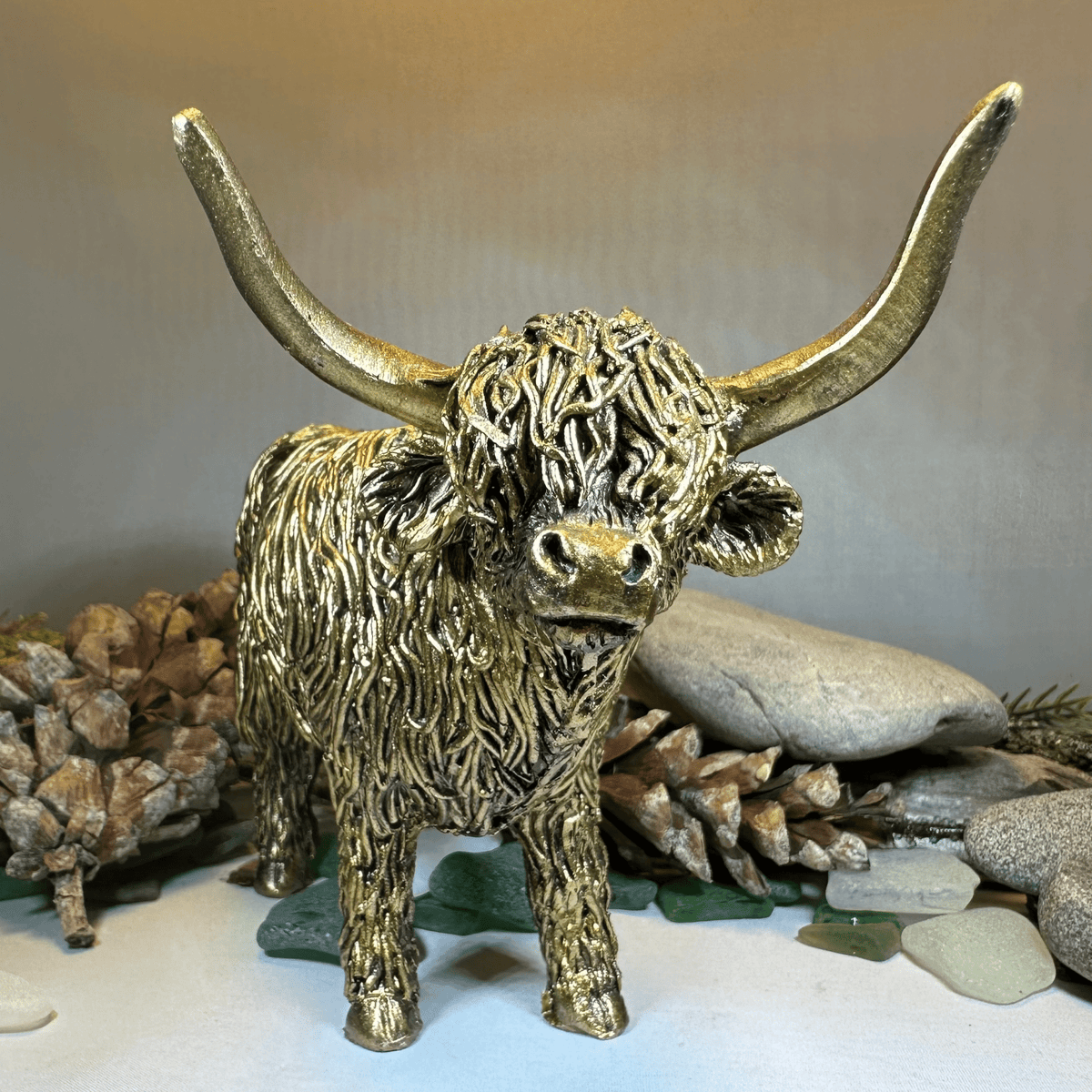 Large Golden Highland Cow Figurine Gifts La Vie Bien Large Golden Highland Cow Figurine