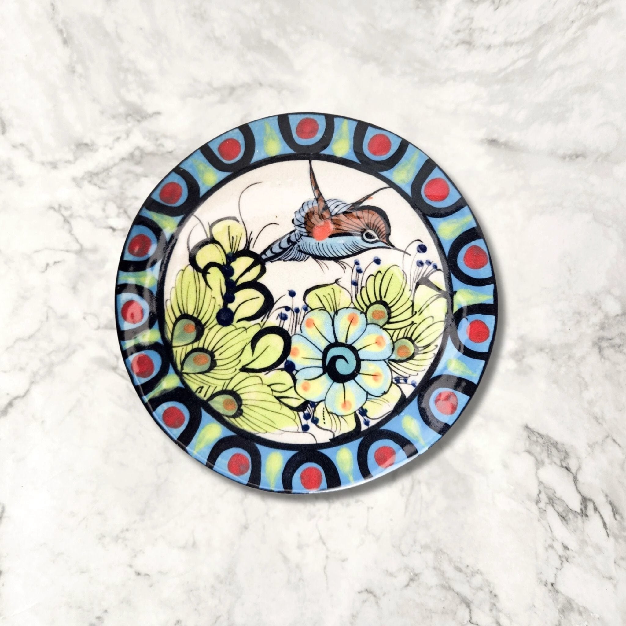 Large Guatemalan Stoneware Hummingbird Trivet by Upavim Crafts