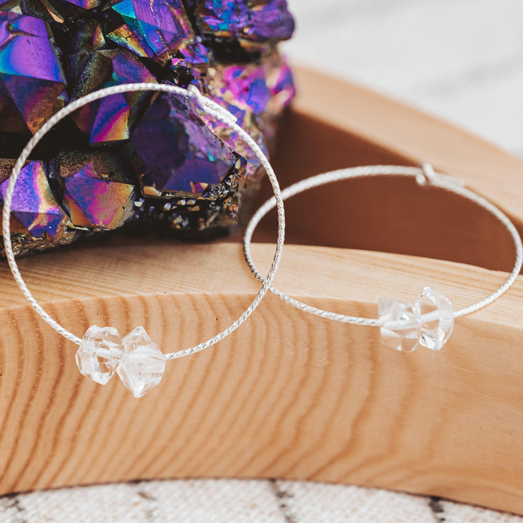 Large Herkimer Diamond Hoop Earrings Crystal Earrings La Vie Bien Large Herkimer Diamond Hoop Earrings