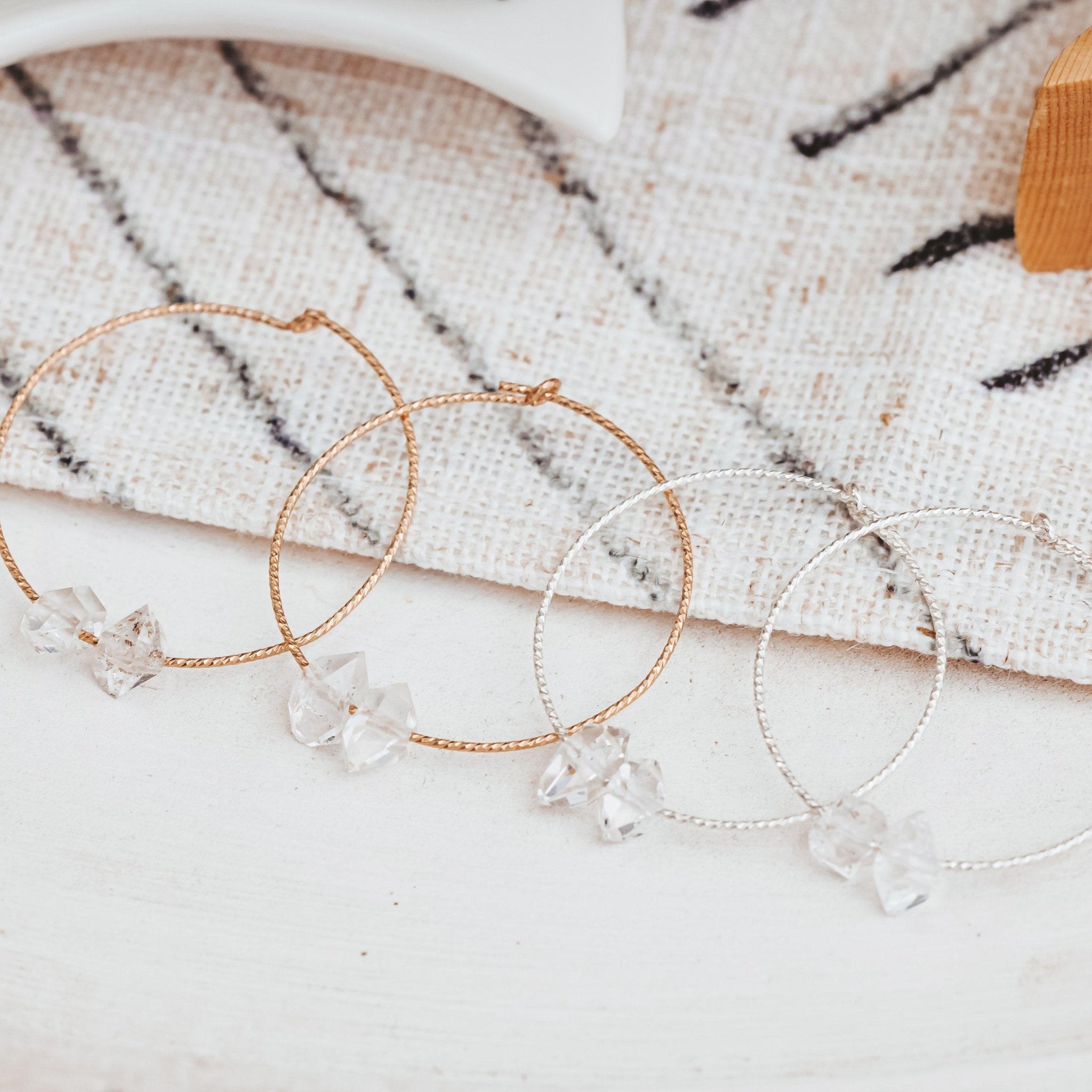 Large Herkimer Diamond Hoop Earrings Crystal Earrings La Vie Bien Large Herkimer Diamond Hoop Earrings
