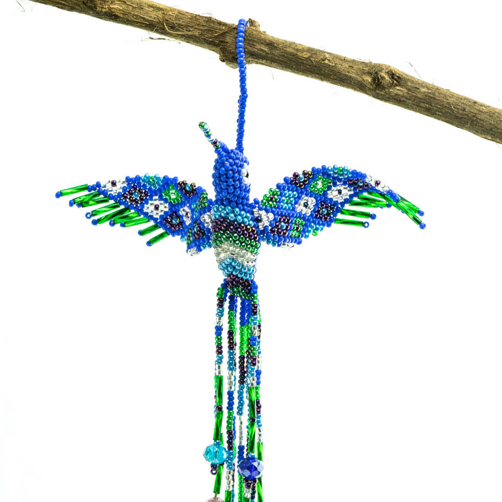 Large Hummingbird Seed Bead Handmade Ornament - Guatemala Decor La Vie Bien Large Hummingbird Seed Bead Handmade Ornament - Guatemala