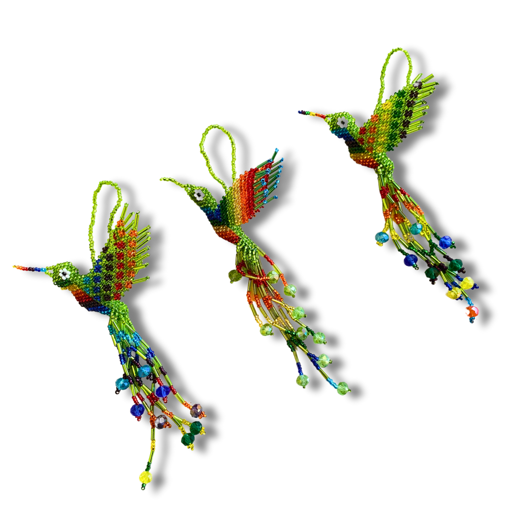 Large Hummingbird Seed Bead Handmade Ornament - Guatemala Decor La Vie Bien Large Hummingbird Seed Bead Handmade Ornament - Guatemala