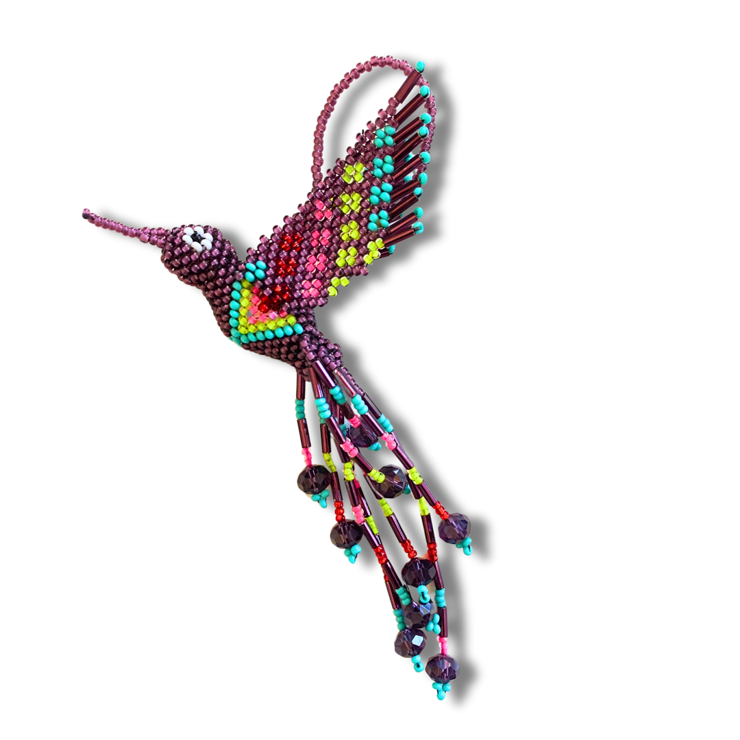 Large Hummingbird Seed Bead Handmade Ornament - Guatemala Decor La Vie Bien Large Hummingbird Seed Bead Handmade Ornament - Guatemala