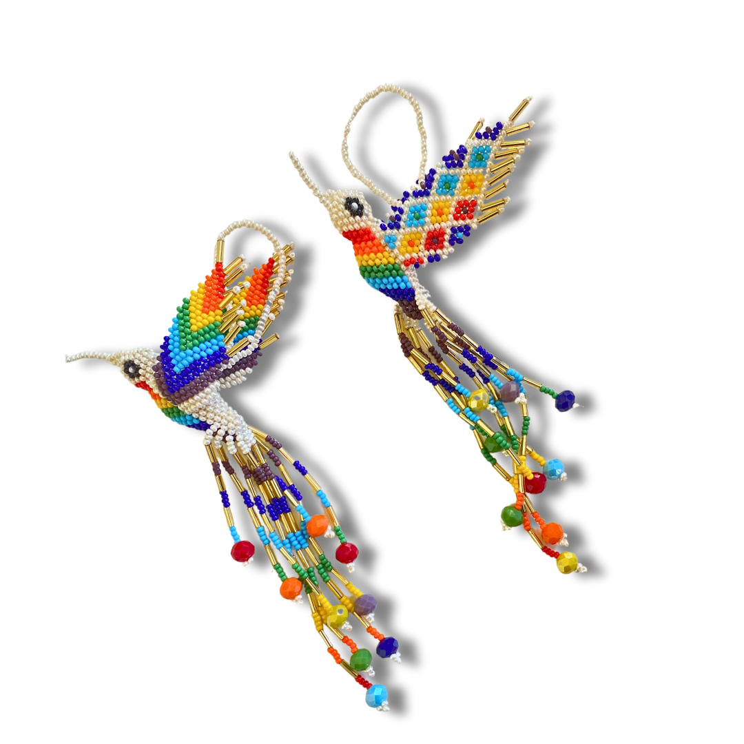 Large Hummingbird Seed Bead Handmade Ornament - Guatemala Decor La Vie Bien Large Hummingbird Seed Bead Handmade Ornament - Guatemala