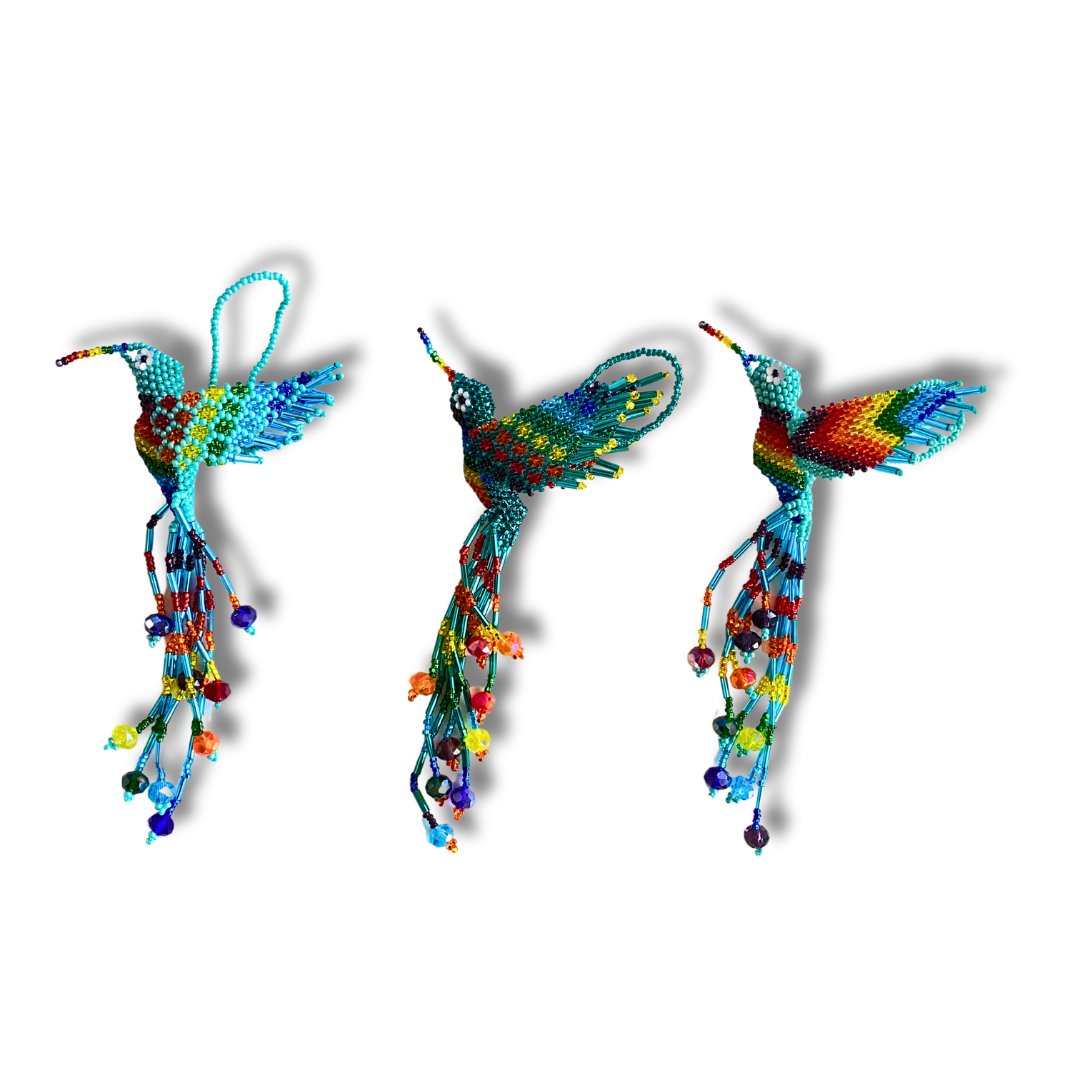 Large Hummingbird Seed Bead Handmade Ornament - Guatemala Decor La Vie Bien Large Hummingbird Seed Bead Handmade Ornament - Guatemala