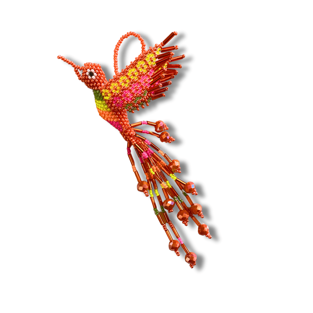 Large Hummingbird Seed Bead Handmade Ornament - Guatemala Decor La Vie Bien Large Hummingbird Seed Bead Handmade Ornament - Guatemala