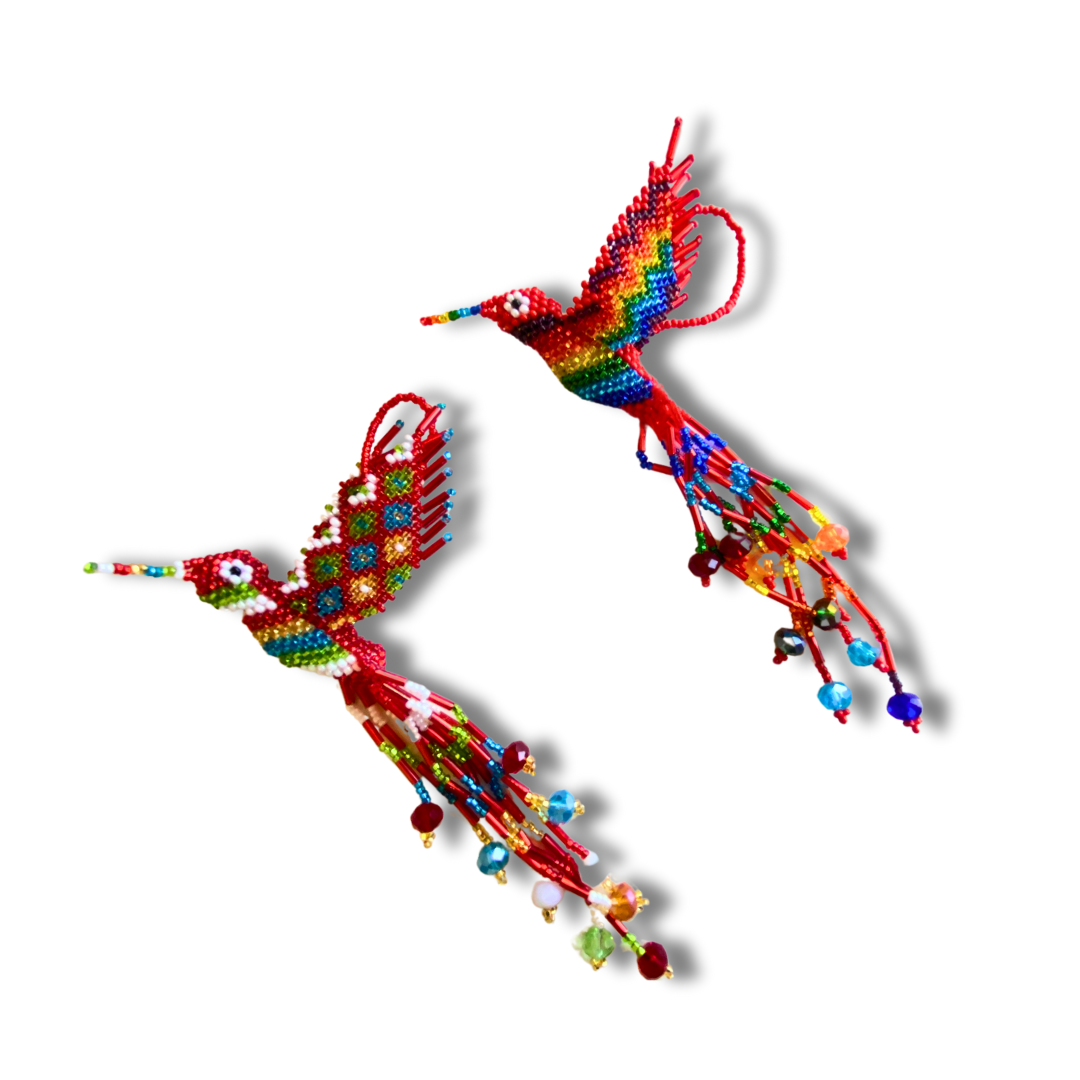 Large Hummingbird Seed Bead Handmade Ornament - Guatemala Decor La Vie Bien Large Hummingbird Seed Bead Handmade Ornament - Guatemala