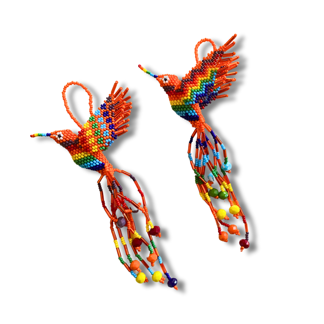 Large Hummingbird Seed Bead Handmade Ornament - Guatemala Decor La Vie Bien Large Hummingbird Seed Bead Handmade Ornament - Guatemala