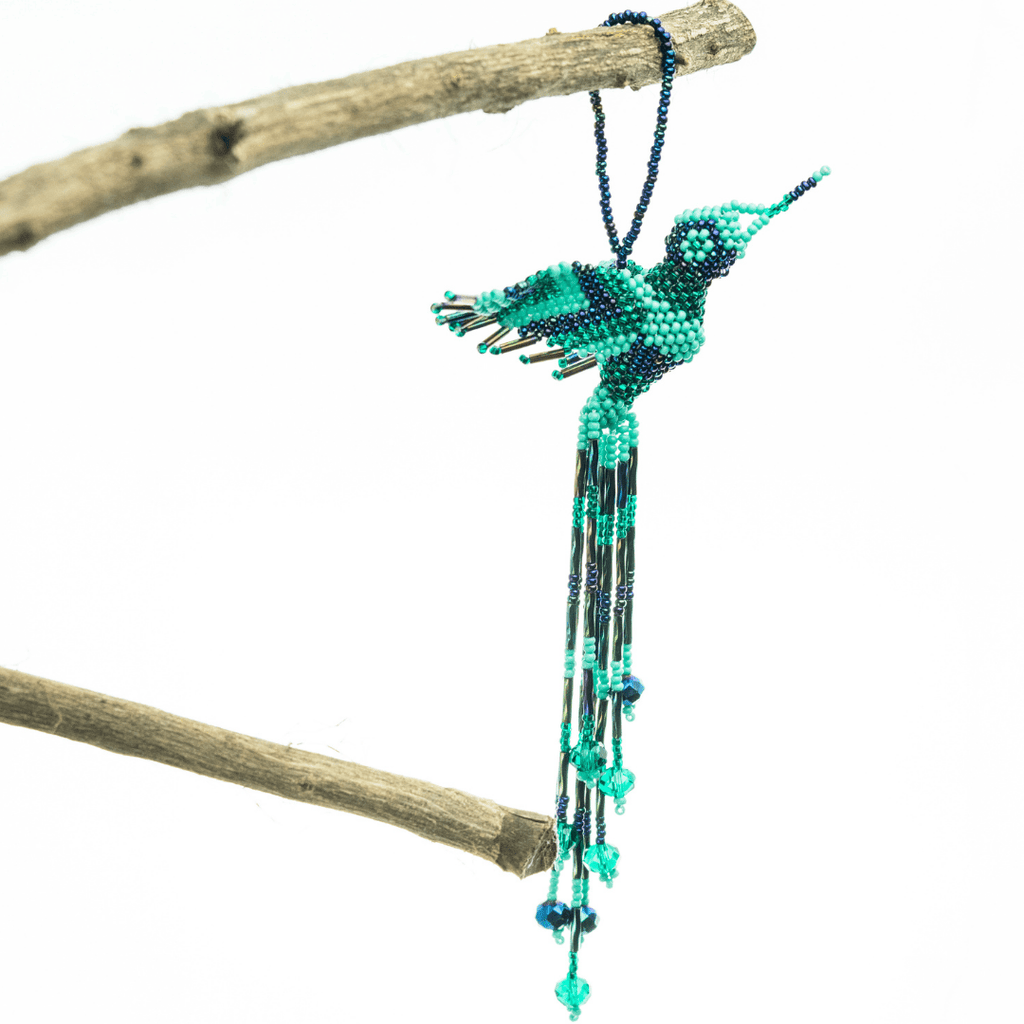 Large Hummingbird Seed Bead Handmade Ornament - Guatemala Decor La Vie Bien Large Hummingbird Seed Bead Handmade Ornament - Guatemala